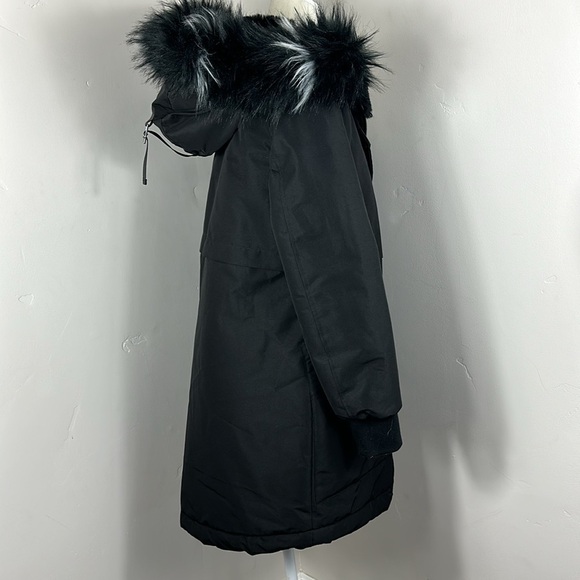 Andrew Marc of New York Black Carina Faux-Fur-Trim Hooded Rain Parka Coat XS - Picture 8 of 16